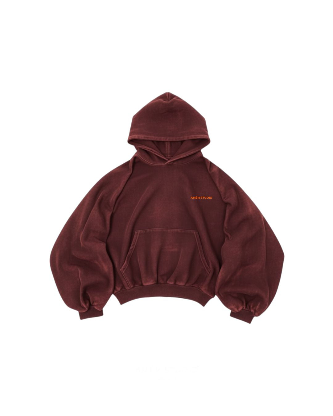 Hoodie Oxblood Red Acid Wash
