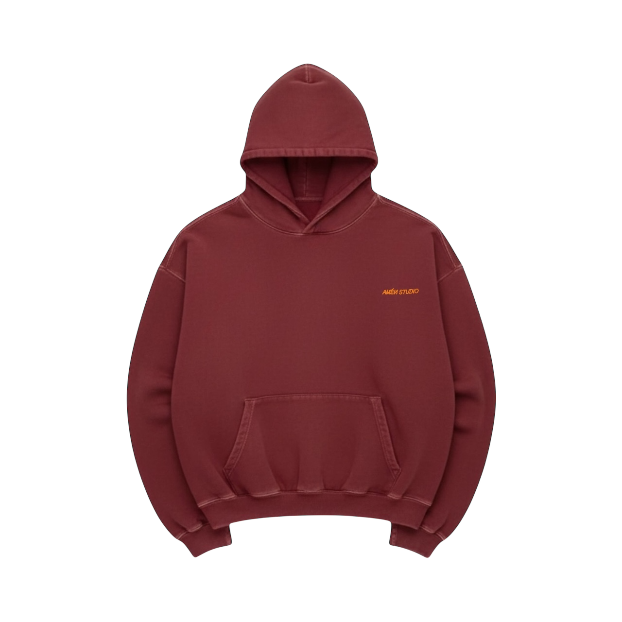 Hoodie Oxblood Red Acid Wash