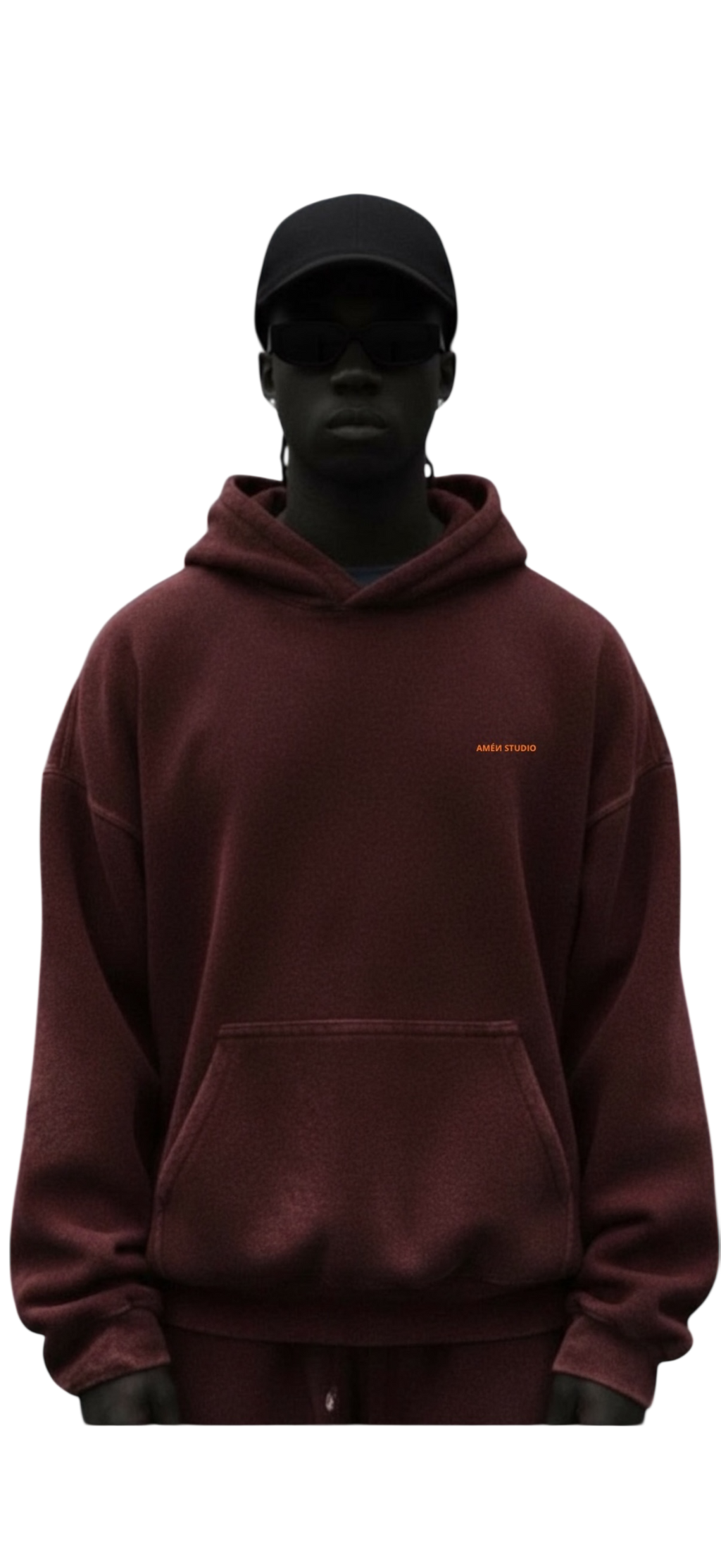 Hoodie Oxblood Red Acid Wash