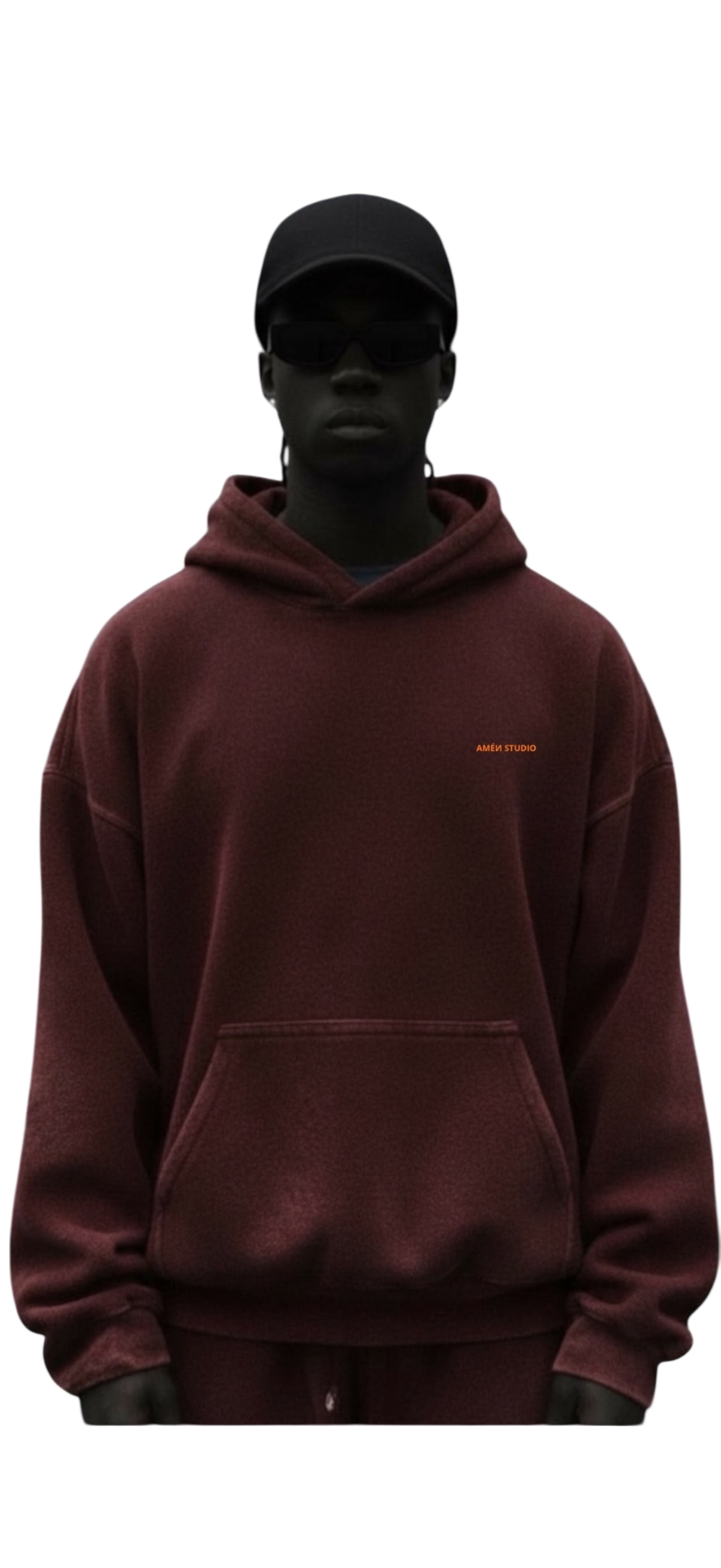 Hoodie Oxblood Red Acid Wash